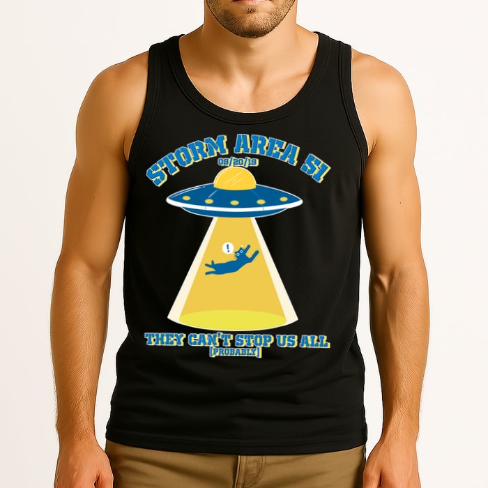 Storm Area 51 UFO Cat They Can't Stop Us All Tank Top