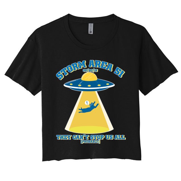 Storm Area 51 UFO Cat They Can't Stop Us All Crop Top