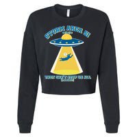 Storm Area 51 UFO Cat They Can't Stop Us All Cropped Pullover Crew