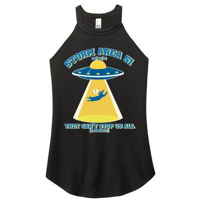 Storm Area 51 UFO Cat They Can't Stop Us All Women's Perfect Tri Rocker Tank