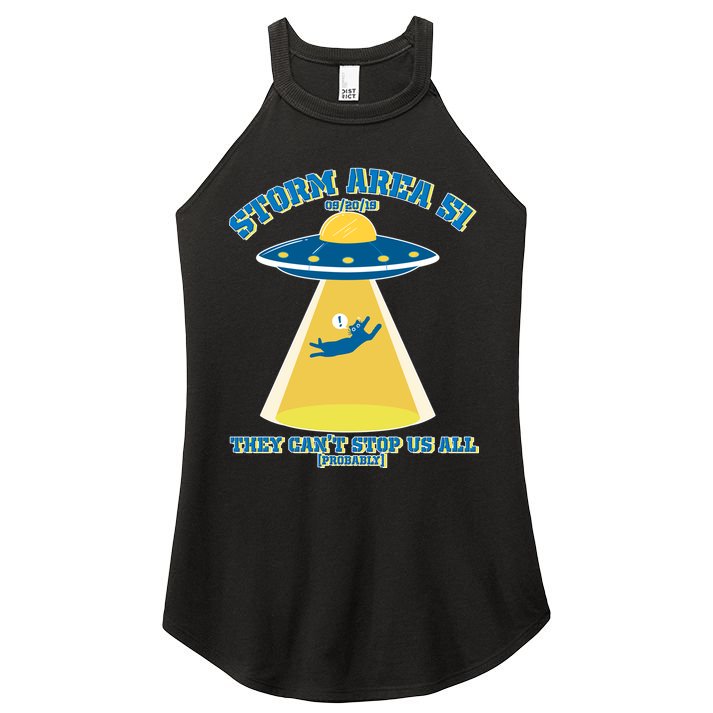 Storm Area 51 UFO Cat They Can't Stop Us All Women's Perfect Tri Rocker Tank