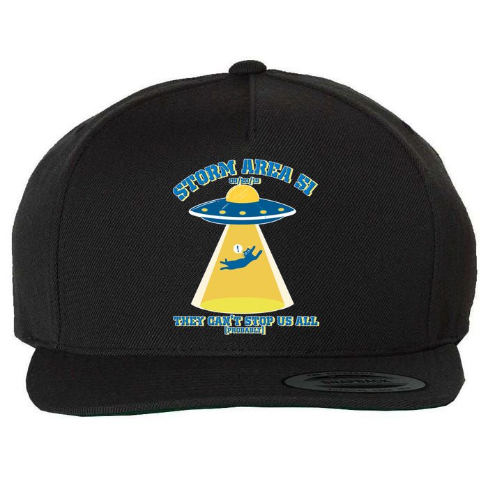 Storm Area 51 UFO Cat They Can't Stop Us All Wool Snapback Cap