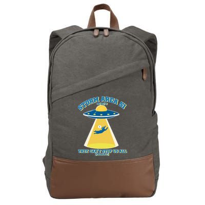 Storm Area 51 UFO Cat They Can't Stop Us All Cotton Canvas Backpack