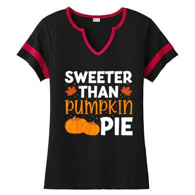 Sweeter Than Pumpkin Pie Thanksgiving Gift Ladies Halftime Notch Neck Tee