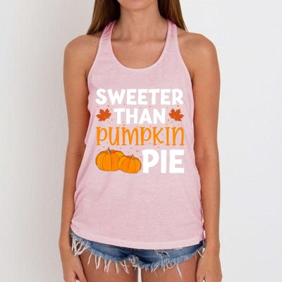 Sweeter Than Pumpkin Pie Thanksgiving Gift Women's Knotted Racerback Tank