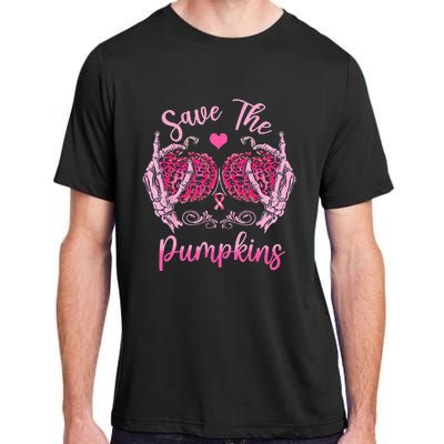 Save The Pumpkin Boobs Skeleton Hand Halloween Breast Cancer Adult ChromaSoft Performance T-Shirt