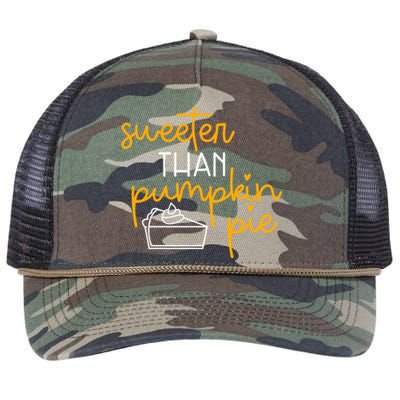 Sweeter Than Pumpkin Pie Cute Fall Thanksgiving Gift Funny Funny Gift Retro Rope Trucker Hat Cap