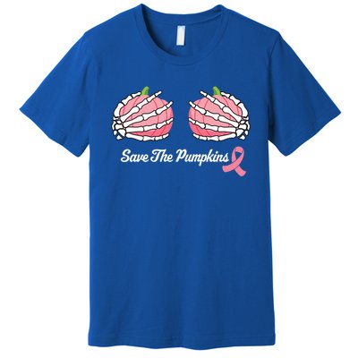 Save The Pumpkins Boob Pink Ribbon Breast Cancer Awareness Gift Premium T-Shirt