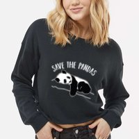 Save The Pandas Gift Cropped Pullover Crew