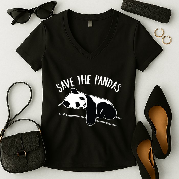 Save The Pandas Gift Women's V-Neck T-Shirt