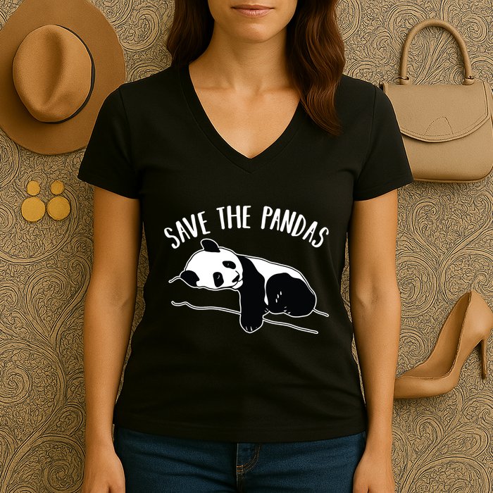 Save The Pandas Gift Women's V-Neck T-Shirt