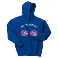 Save The Pumpkins Funny Halloween Breast Cancer Great Gift Kids Hoodie