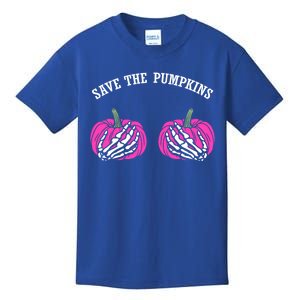 Save The Pumpkins Funny Halloween Breast Cancer Great Gift Kids T-Shirt