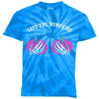 Save The Pumpkins Funny Halloween Breast Cancer Great Gift Kids Tie-Dye T-Shirt