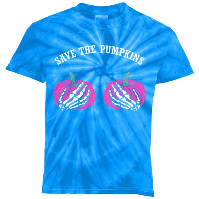 Save The Pumpkins Funny Halloween Breast Cancer Great Gift Kids Tie-Dye T-Shirt