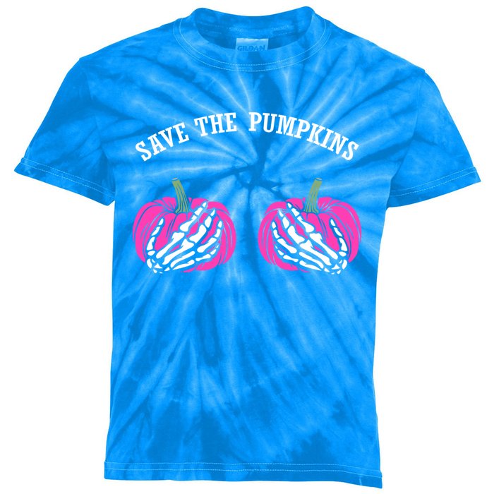 Save The Pumpkins Funny Halloween Breast Cancer Great Gift Kids Tie-Dye T-Shirt