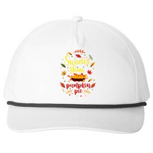 Sweeter Than Pumpkin Pie Funny Thanksgiving Cute Autumn Fall Gift Snapback Five-Panel Rope Hat