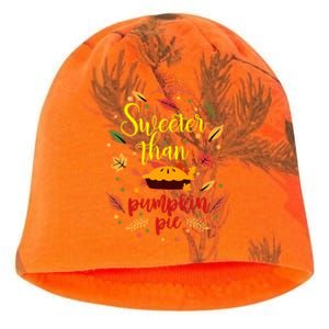 Sweeter Than Pumpkin Pie Funny Thanksgiving Cute Autumn Fall Gift Kati - Camo Knit Beanie