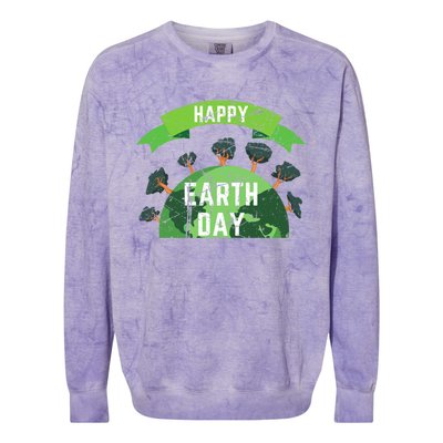 Save The Planet Happy Earth Day Nature Awareness Love Trees Gift Colorblast Crewneck Sweatshirt