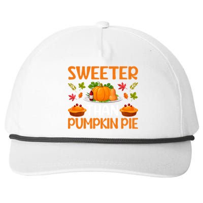 Sweeter Than Pumpkin Pie Turkey Family Matching Thanksgiving Gift Snapback Five-Panel Rope Hat