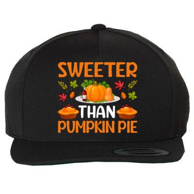 Sweeter Than Pumpkin Pie Turkey Family Matching Thanksgiving Gift Wool Snapback Cap