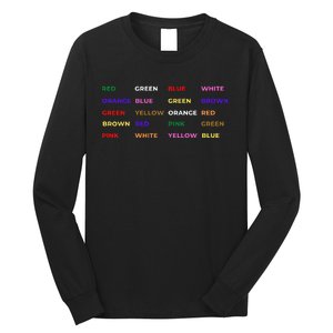 Stroop Test Psychology Neuroscience Geek Nerd Brain Long Sleeve Shirt