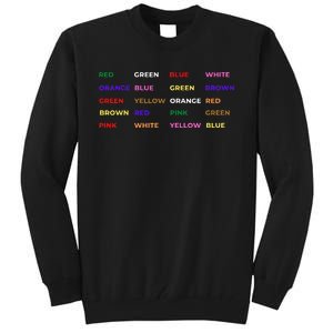 Stroop Test Psychology Neuroscience Geek Nerd Brain Tall Sweatshirt