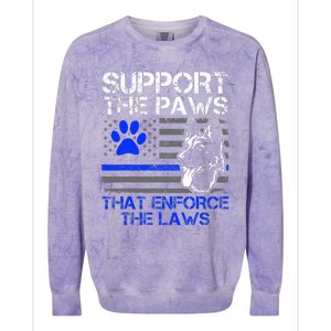 Support The Paws That Enforce The Laws German Shepherd Colorblast Crewneck Sweatshirt