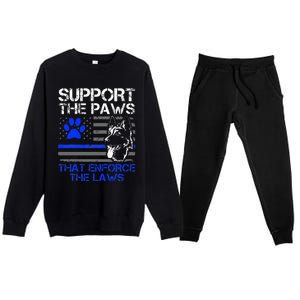 Support The Paws That Enforce The Laws German Shepherd Premium Crewneck Sweatsuit Set