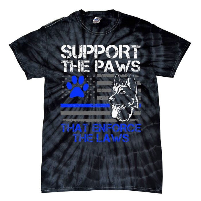 Support The Paws That Enforce The Laws German Shepherd Tie-Dye T-Shirt