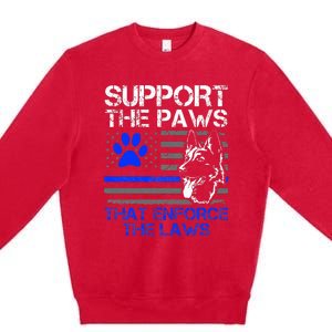 Support The Paws That Enforce The Laws German Shepherd Premium Crewneck Sweatshirt