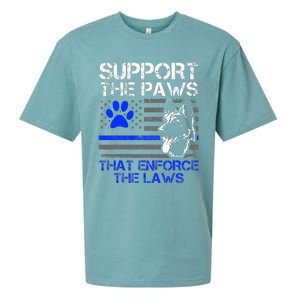 Support The Paws That Enforce The Laws German Shepherd Sueded Cloud Jersey T-Shirt