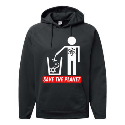 Save The Planet Humanist Anti Religion Atheist Atheism Performance Fleece Hoodie