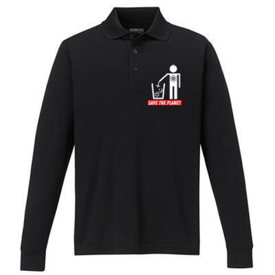 Save The Planet Humanist Anti Religion Atheist Atheism Performance Long Sleeve Polo