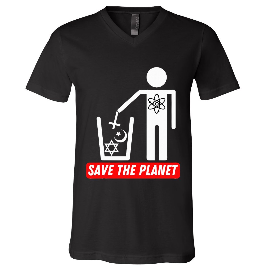 Save The Planet Humanist Anti Religion Atheist Atheism V-Neck T-Shirt