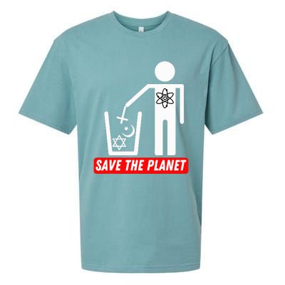 Save The Planet Humanist Anti Religion Atheist Atheism Sueded Cloud Jersey T-Shirt