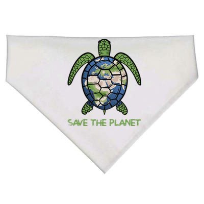 Save The Planet Turtle Earth Day Environmental Awareness USA-Made Doggie Bandana