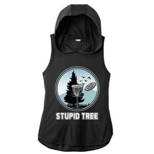 Stupid Tree Pinetree Sunset Funny Disc Frisbee Golf Player Ladies PosiCharge Tri-Blend Wicking Draft Hoodie Tank