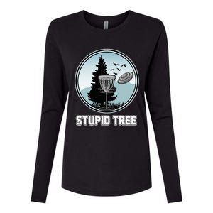 Stupid Tree Pinetree Sunset Funny Disc Frisbee Golf Player Womens Cotton Relaxed Long Sleeve T-Shirt