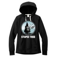 Stupid Tree Pinetree Sunset Funny Disc Frisbee Golf Player Women's Fleece Hoodie