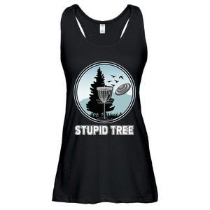 Stupid Tree Pinetree Sunset Funny Disc Frisbee Golf Player Ladies Essential Flowy Tank