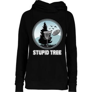 Stupid Tree Pinetree Sunset Funny Disc Frisbee Golf Player Womens Funnel Neck Pullover Hood