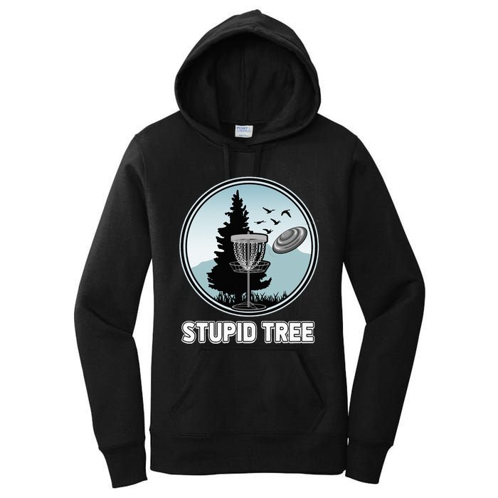 Stupid Tree Pinetree Sunset Funny Disc Frisbee Golf Player Women's Pullover Hoodie