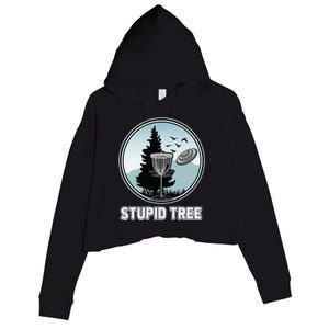 Stupid Tree Pinetree Sunset Funny Disc Frisbee Golf Player Crop Fleece Hoodie