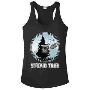 Stupid Tree Pinetree Sunset Funny Disc Frisbee Golf Player Ladies PosiCharge Competitor Racerback Tank