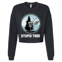 Stupid Tree Pinetree Sunset Funny Disc Frisbee Golf Player Cropped Pullover Crew