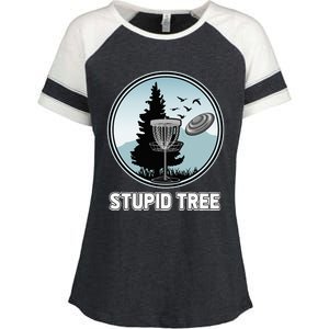 Stupid Tree Pinetree Sunset Funny Disc Frisbee Golf Player Enza Ladies Jersey Colorblock Tee