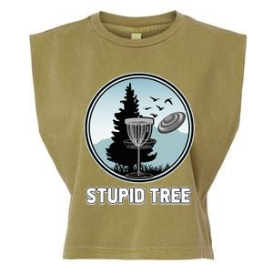 Stupid Tree Pinetree Sunset Funny Disc Frisbee Golf Player Garment-Dyed Women's Muscle Tee