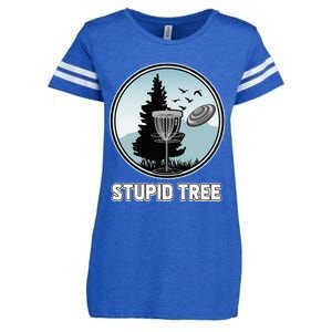 Stupid Tree Pinetree Sunset Funny Disc Frisbee Golf Player Enza Ladies Jersey Football T-Shirt