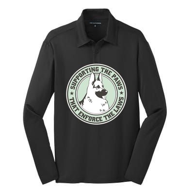 Supporting The Paws That Enforce The Laws Silk Touch Performance Long Sleeve Polo